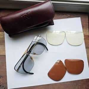 Randolph Engineering 160mm Shooting‎ Glasses Vintage 23k Gold Plated Case Read